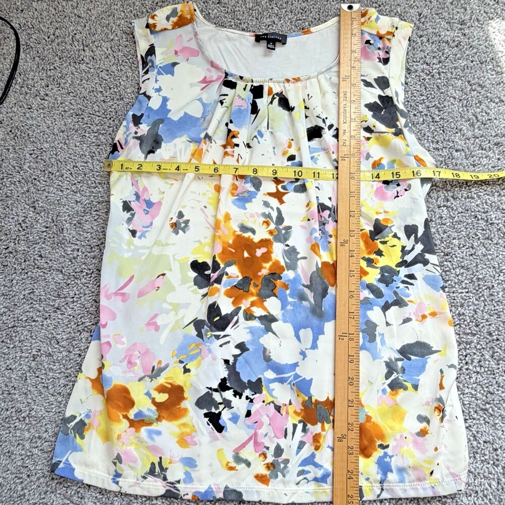 The Limited Women's Sleeveless Cream Floral Print Pleated Neck Top - Medium - Picture 7 of 9
